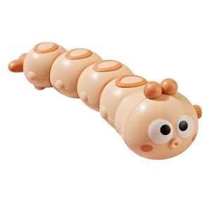 Jucarie mecanica pentru copii Flippy, omida haioasa, cu cheita, distractiva, se taraste, se misca, 15 x 4 cm, portocaliu - Img 1