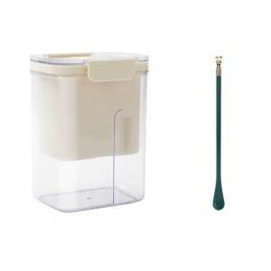 Kit Presa Pentru Branza, Flippy, Filtru de Iaurt, Strecuratoare de Iaurt Grecesc, Filtru de lapte, 18x9.7x13 cm, Lingura Verde 20x1.6 cm, Alb