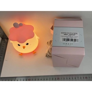 Lampa de Veghe pentru Copii, Flippy, din Silicon, Senzor Tactil, Model Pui, Lumina Calda, Protectie pentru Ochi, Incarcare USB, Capacitate Baterie Incorporata 800mAh, 11 x 10 x 12.4 cm, Roz - Img 2