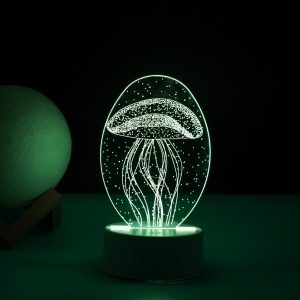 Lampa LED decorativa, Flippy, 3D, Meduza, din material acril si lumina multicolora, alb - Img 3