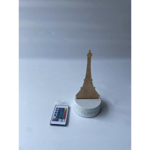 Lampa LED decorativa, Flippy, 3D, Turnul Eiffel, din material acril si lumina multicolora, alb - Img 10