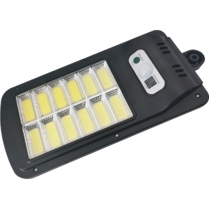 Lampa Solara De Exterior LED Flippy, 36 cm x 11.5 cm, kit montare inclus, 2880 Lumeni 120 COB LED 24 W - echivalent 192 W bec incadescent, IP65, Senzor de Miscare, 3 moduri de iluminare, Senzor de Lumina, 12 Grile, Alb Rece - Img 1