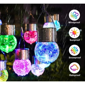 Lampa Solara Flippy, LED, Tip Candelabru Mic, Cu Bila Din Sticla Crapata, Exterioara, Impermeabila, Iluminare 6-12 H, Multicolor - Img 5