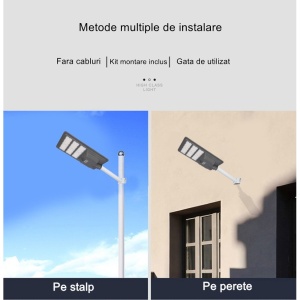 Lampa solara stradala Flippy, IP65, senzor de lumina, 306 LED-uri SMD, 3000 lm, panou 40W, putere 300W, autonomie 12-16 ore, telecomanda, montare prin fixare, pentru strada sau gradina, finisaj mat, material ABS, 70.3 x 36.5 x8.7 cm, lumina alb rece, gri - Img 7