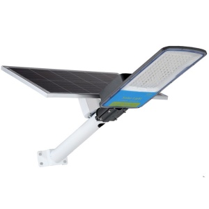 Lampa solara stradala Flippy, IP66, senzor de lumina, 120 LED-uri SMD, 1800 lm, panou 20W, putere 100W, autonomie 12-16 ore, telecomanda, montare prin fixare, pentru strada sau gradina, finisaj mat, material ABS, 49 x 21 x 5.5 cm, gri - Img 1