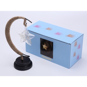Lampa veghe Flippy, semi-luna cu stea din sticla, led, 28x15 cm, alb cald - Img 7