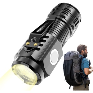 Lanterna cu 3 Nuclee Led, Flippy, Incarcare USB, Autonomie 4-20h, Raza Maxima 100-200 m, 5W, 4 x 4 x 9 cm, Suport de Agatat, Fund Magnetic, Negru - Img 2