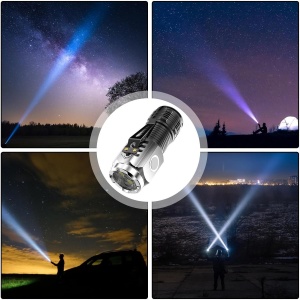 Lanterna cu 3 Nuclee Led, Flippy, Incarcare USB, Autonomie 4-20h, Raza Maxima 100-200 m, 5W, 4 x 4 x 9 cm, Suport de Agatat, Fund Magnetic, Argintiu - Img 4