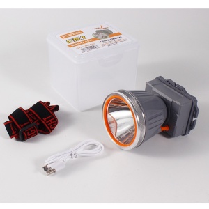 Lanterna LED de Montat pe Cap, Flippy, cu Raza Lunga de Zoom, Reincarcabila USB, Far Telescopic, Rezistent la Apa, Reglabil, pentru Pescuit in Aer Liber, Camping, Lumina Puternica, Lanterna, 10.5x8x6.5 cm, Gri - Img 7