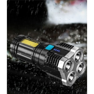Lanterna LED Tactica 2 in 1, Flippy, 4 Moduri de Iluminare, Tip Proiector COB, Rezistenta la Apa, Reincarcabila, USB, Lanterna de Drumetii, 13.6 x 5 cm, Negru - Img 8