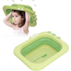 Lavoar Pliabil, Flippy, pentru Copii, din PP/TPE, Portabil, Model Crocodil, 30x24.5x9 cm, Verde - Img 4