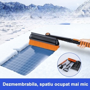 Lopata pentru zapada Flippy, 3 in 1, Perie si Racleta, Rotativa, Telescopica, Detasabila, Material Aluminiu si ABS, 100 x 25 cm, negru - Img 3
