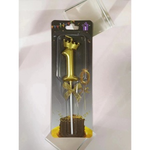 Lumanare pentru Tort Cifra 1, Model Coroana, Gold, Flippy, Party - Img 10