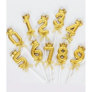 Lumanare pentru Tort Cifra 6, Model Coroana, Gold, Flippy, Party - Img 10