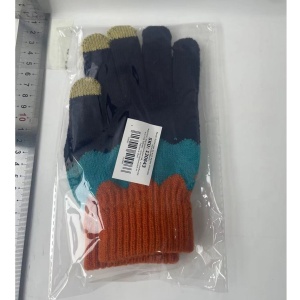 Manusi de Dama, Flippy, Model Ondulat, Functie Touchscreen (ecran tactil), Material Acril Tricotat, Manseta Elastica, Interior Catifelat, Marime Universala, Portocaliu/Albastru - Img 2