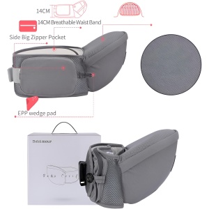 Marsupiu Ergonomic 3in1, Flippy, pentru Bebelusi si Copii, 0-36 Luni, Bretele Reglabile pentru Umar si Sold, Inchidere Catarama, 125x25x14 cm, Gri - Img 2