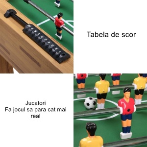Masa de Fotbal cu Teren si 21 Jucatori Flippy, 8 Manere, cu Tablou pentru Scor, din Metal, Lemn si ABS, 120 x 61.5 x 81 cm, cu Picioare, pentru copii/adulti - Img 5