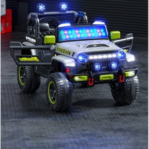Mașină Electrică pentru Copii, Flippy, Off-Road, Conectare Bluetooth, telecomandă, Tracțiune Integrală, Lumina Intermitenta, Baterie 12V 7Ah, 120x63x68cm, Gri - Img 13