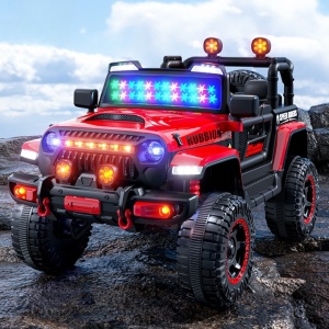 Mașină Electrică pentru Copii, Flippy, Off-Road, Conectare Bluetooth, telecomandă, Tracțiune Integrală, Lumina Intermitenta, Baterie 12V 7Ah, 120x63x68cm, Rosu - Img 7