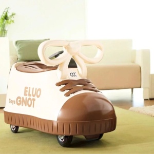 Masina pentru Copii, Flippy, Model Pantof, 4 Roti, 1-6 ani, Cutie de Depozitare, din ABS, 48 x 27 x 34 cm, Maro - Img 4