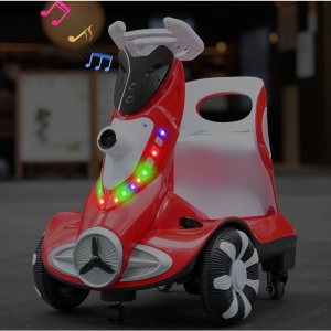 Masinuta electrica cu telecomanda pentru copii, Flippy, roti spate rotire 360, 3- 6 ani, curea siguranta, baloane de sapun, lumini si sunete, self control si prin telecomanda, cu pedale de acceleratie si frana, rosie - Img 6