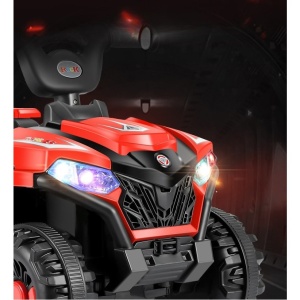 Masinuta Electrica Flippy, pe 4 Roti, Tip ATV, cu Acumulator, Sistem Anti-Rasturnare, Sistem de Lumini si Sunet, 2-5 Ani, 70 x 43 x 48 cm, Rosu - Img 7