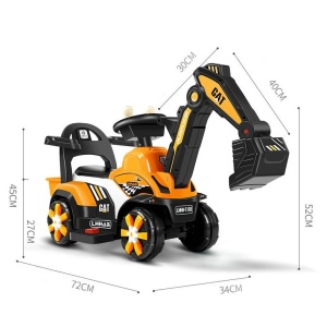 Masinuta Electrica Flippy, Tip Excavator, Brat Electric cu Maneta de Control, Spatar si Bare Laterale, Sistem Muzica si Lumini, 2-7 Ani, 72 x 34 x 45 cm, Portocaliu - Img 4