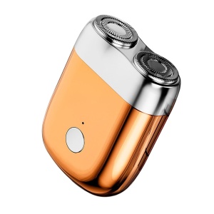 Mini Aparat de Ras Electric, Flippy, din ABS cu Fibra de Carbon, Portabil, Cap Rotativ Detasabil cu 2 Lame de Otel, Rezistent la Apa, Incarcare Type-C, Autonomie 45 min, Portocaliu - Img 1