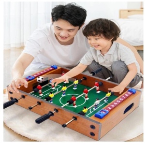 Mini Masa de Fotbal cu Teren si 12 Jucatori Flippy, 4 Manere, cu Tablou pentru Scor, din Metal, Lemn si ABS, 34.5 x 23 x 7 cm, pentru copii/adulti - Img 3