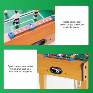 Mini Masa de Fotbal cu Teren si 18 Jucatori Flippy, 6 Manere, cu Tablou pentru Scor, din Metal, Lemn si ABS, 50 x 25 x 16 cm, cu Picioruse, pentru copii/adulti - Img 2