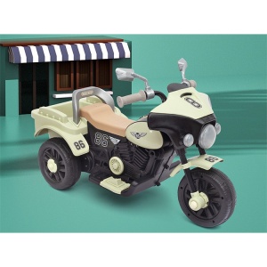 Motocicleta Electrica Flippy, cu Acumulator, cu Sistem Anti-Rasturnare, Sistem de Lumini si Muzica, Cutie de Depozitare, 1-8 Ani, 93 x 43 x 58 cm, Alb - Bej - Img 13