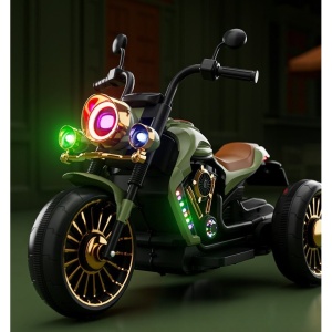 Motocicleta Electrica Flippy, cu Acumulator, Telecomanda, Bluetooth, Sistem Anti-Rasturnare, Sistem de Lumini si Sunet, 1-8 Ani, 93 x 48 x 63 cm, Verde - Img 4