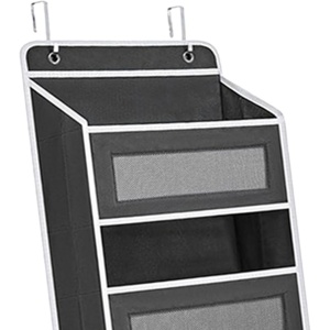 Organizator Suspendat pentru Usi, Flippy, din Nailon si Plasa, Baza de Carton Ingrosat, 5 Buzunare Principale + 5 Buzunare Laterale, 146 x 40 x 17 cm, 2 Carlige Incluse, Negru - Img 2