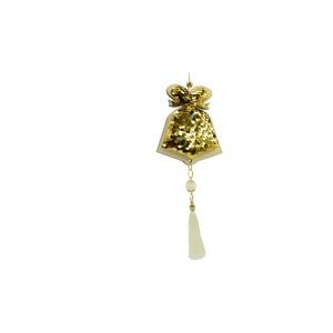 Ornament de brad clopotel cu paiete model 2, Flippy, auriu, lemn, 36 cm - Img 6