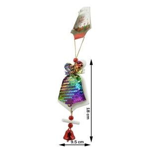 Ornament de brad clopotel din paiete, Flippy, multicolor, lemn, 18 cm - Img 2