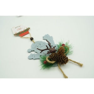 Ornament de brad Mos Craciun cu cerb, Flippy, multicolor, lemn, 18 cm - Img 3