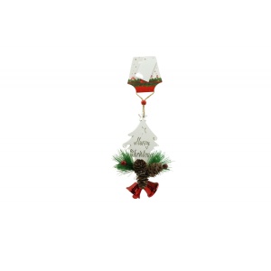 Ornament de brad pom de craciun, Flippy, alb, lemn, 17 cm - Img 2