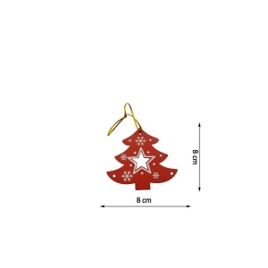 Ornament de brad pom de craciun, Flippy, rosu, lemn, 7.5 cm - Img 3
