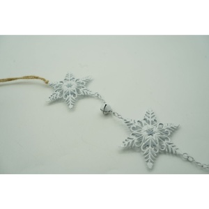 Ornament de brad trei fulgi de nea, Flippy, alb, metal, 30 cm - Img 5