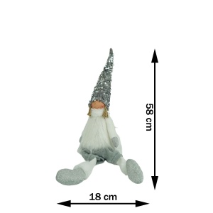 Ornament de Craciun ingeras, Flippy, alb/gri, textil, 58 cm - Img 10