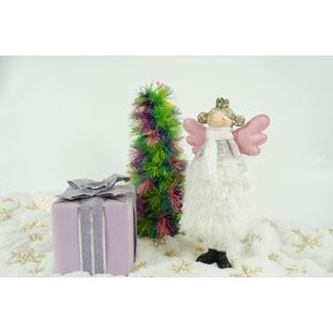 Ornament de Craciun ingeras, Flippy, alb, textil, 26 cm - Img 4