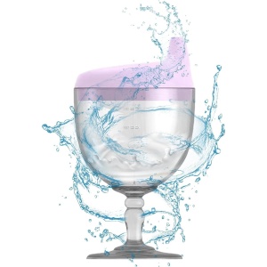 Pahar din Plastic Transparent cu Picior, Flippy, pentru Copii, 14 x 7.7 cm, cu Cioc Antiscurgere, + 3 Ani, Fara Maner, Mov - Img 2