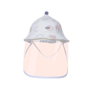 Palarie de Protectie pentru Bebelusi, Flippy, Model cu Norisori Roz, Pescareasca, de Primavara si Toamna, cu Masca si Fermoar, 48 cm, pentru 6-12 Luni, Roz - Img 1