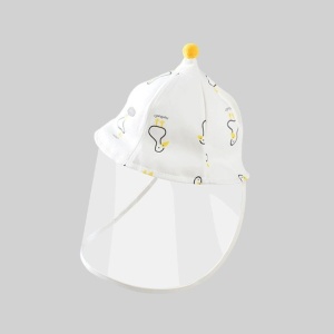 Palarie de Protectie pentru Bebelusi, Flippy, Model Ratuste, Pescareasca, de Primavara si Toamna, cu Masca si Fermoar, 45 cm, pentru 3-6 Luni, Alb - Img 3