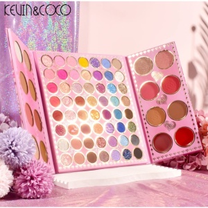 Paleta de farduri Kevin&Coco, 72 de culori, stil pliabil, conturing, iluminator, blush incluse, dreptunghiulara, 22 x 24.5 cm, 490 g, multicolor - Img 2