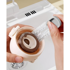 Perie de Curatat Pahare, Cani, Sticle, Flippy, cu Maner Lung si Burete, Accesorii pentru Spalarea Paielor si Capacelor, usor de Agatat, 27.5x11.4x6cm, Alb - Img 8