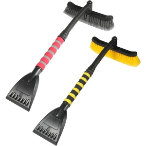 Perie de Zapada cu Racleta pentru Masina, Flippy, Multifunctionala, Rotativa, Demontabila, cu Maner Antiderapant, Aluminiu, Plastic, Fragmentarea Ghetii de pe Parbriz, Solutia pentru Iarna, pentru Dezghetare, 54x10.5x27 cm, Galbena - Img 10