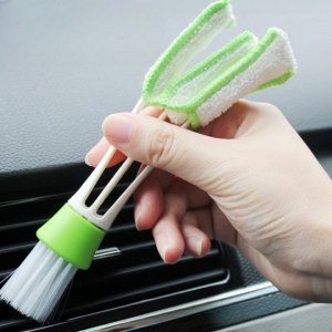Perie Multifunctionala de Curatare, Flippy, pentru Ventilatie Auto, Doua Capete, Moale, Microfibra, Alb-Verde, 16.25cm - Img 7