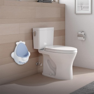 Pisoar pentru Baieti, Flippy, 0-8 Ani, in Forma de Avion, Perie Inclusa, Montare pe Perete, Carlig Autoadeziv Inclus, 29 x 33.5 cm, Alb/Albastru - Img 4