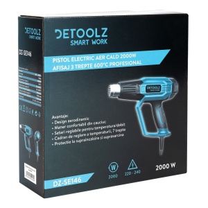 Pistol aer cald Detoolz, 2000 W 3 trepte 600ᵒC PROFESIONAL - Img 3